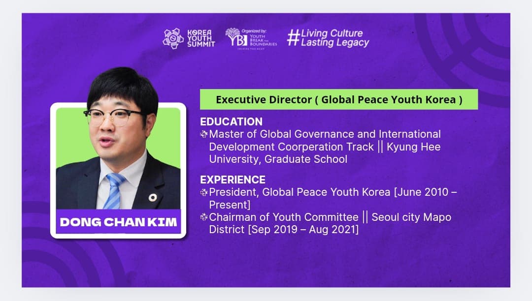 Dong Chan Kim Confirmed as Speaker at Korea Youth Summit 2025